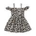 Infant Baby Girls Summer Short Sleeve Sling Off Shoulder Dress Fashion Leopard Print Dress