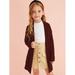 Kids Toddler Baby Girl Long Sleeve Open Front Cardigan Solid Color Long Knitwear Sweater Top Jacket