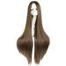 Zhuge Super Long 100CM Straight Wig No Bangs Middle Parted Rose Network White Party Anime Cosplay Hair Extra Long(Brown)