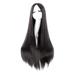 Zhuge Super Long 100CM Straight Wig No Bangs Middle Parted Rose Network White Party Anime Cosplay Hair Extra Long(Black)