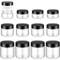 Norme 12 Pack Clear DNF2 Glass Jar with Lids Empty Round Cosmetic Jars Resuable Glass Travel Containers for Storing Creams Lotions Powder Ointments Candle Making 4 Oz 2 oz and 1 oz