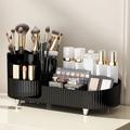 Yuilgdo Makeup Organizer 360 DNF2 Degree Rotating Large Capacity Organizer Makeup Brush Holder for Vanity Decor Bathroom Countertops Lazy Susan Cosmetic Desk Storage Container Display Case