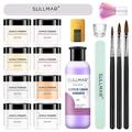 SULLMAR Acrylic Nail Kit DNF2 Acrylic Nail Kit for with Everything 8 Colors Acrylic Powder Nail Liquid with the Acrylic Nail Brush Nail Tools Nail Kits Professional Acrylic with Everything