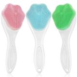 3Pcs Silicone Face Scrub MGF3 Brush Manual Face Exfoliator Scrubber Brister Facial Cleaning Brush Face Wash Scrubber Exfoliator Brush for Cleansing and Exfoliating Sensitive Delicate Dry Skin