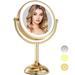 8.5 Large Gold Lighted MGF3 Makeup Mirror 1X/10X HD Magnifying Vanity Mirror with 3 Color 60 Premium LED Lights 360Â°Swivel 2-Sided Adjustable Brightness Cosmetic Mirror Retro Shining Mirror