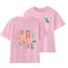 JSGEK 5-6 Years Kids Boys and Girls Soft Summer Tops Short Sleeve Shirts Comfort Casual Loose Tees Cute Print T-Shirts Regular Fit Crewneck Graphic Shirts Pink