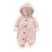 Uuszgmr Romper For Baby Boy Girls Boy And Girl Children S Jumpsuit Solid Color Hooded Long Sleeved Button Down Clothing Autumn And Winter Thick Long Clothing Comfortable Wear