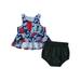 Wallarenear 2Pcs Baby Girls Summer Tracksuit Floral Print Tank Tops Elastic Waist Shorts