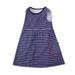 Tengma Toddler Girls Dresses Sleeveless Stripe Prints Summer Beach Sundress Party Dresses Princess Dress Clothes Princess Dresses Dark Blue 140