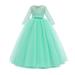 nsendm Little Big Girls Flower Vintage Floral Lace 3/4 Sleeves Floor Length Dress Wedding Party Evening Formal Pageant Dance Gown