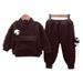 Odeerbi Infant Boys Girls Cute Fleece Outfits Young Children Clothes Soft Warm Cotton Pajamas Holiday Birthday Gift Brown 6-12 Months