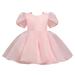 Tengma Toddler Girls Dresses Clothes Party 28Y Costume Tulle Dress Princess Patchwork Print Kids Bubble Sleeve Dresses Wedding Party Princess Dress Pageant Gown Pink 100