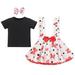 IBTOM CASTLE Toddler Baby Girls Mouse Birthday Outfit Short Sleeve Pullover T-shirt Suspender Skirt with Headband Cake Smash Casual Outfits 3-4 Years Black + Red