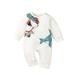 KIMI BEAR Baby Boys Clothes 6 Months Infant Boy Fall Winter Bodysuits 9 Months Infant Boy Baby Sharks Prints Long Sleeve Overall Jumpsuit + Hat 2PCS Set White