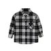 TOWED22 Baby Boy Plaid Shirt Toddler Flannel Shirts Baby Button Jacket Coat Fall Winter Outfits(White 6-7 Y)