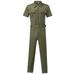 Amtdh Workwear Jumpsuit for Men Clearance Pure Color Short Sleeve Lapel Collar Men s Zip Up Overall with Pocket Casual Soft Lightweight Outfit Set Green L