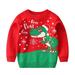 KDFJPTH Toddler Boys Girls Christmas Cartoon Dinosaur Santa Prints Sweater Long Sleeve Warm Knitted Pullover Knitwear Xmas Tops Baby Girl Coats 12-18 Months Cyan Hoodie Girls