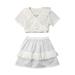 Toddler Girls Outfits Summer Ruffled Edge V Neck Short Sleeved Short Style Top A Swing Skirt Two Piece Set Casual Going Out Clothes for Girls Size 4-5T