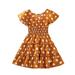 Tengma Toddler Girls Dresses Infant Dresses Polka Dot Fly Sleeve Short Sleeve Princess Dresses Beach Dresses Casual Wear Princess Dresses Orange 120