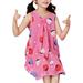 Lovskoo Toddler 1-8 Years Girl S Casual Pajamas Floral Dress Thin Princess Dress Scoop Neck Sleeveless Flowy Heart Print Sundress Watermelon Red