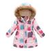 TAIAOJING Baby Girls Winter Coat Toddler Thick Parkas Hooded Windproof Coat Outwear Kids Warm Coat 4-5 Years