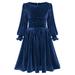 Esaierr Baby Kids Velvet Dress for Girls Solid Color Striped Princess Dress Pleated Velvet Casual Dresses Toddler Girls Fall Winter A-Line Midi Party Dresses for 2-13 Years Old