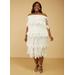 Plus Size Appliqued Tiered Tulle Midi Skirt