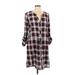 Soft Joie Casual Dress - Shirtdress: Burgundy Plaid Dresses - Women's Size Large