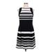 White House Black Market Casual Dress - Fit & Flare Boatneck Sleeveless: Black Stripes Dresses - Women's Size 14