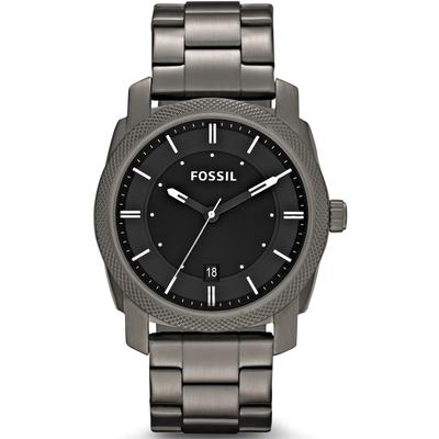 Quarzuhr FOSSIL "MACHINE", grau (anthrazit, schwarz), Armbanduhren, Herren, Armbanduhr, Herrenuhr, Lederarmband, analog, Tag Image