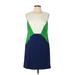 Trina Turk Casual Dress - Shift: Blue Color Block Dresses - Women's Size 10