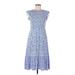 lost & wander Cocktail Dress - Midi: Blue Floral Motif Dresses - Women's Size Medium