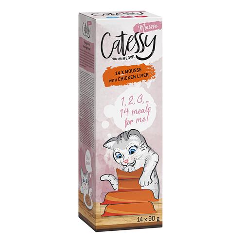 Sparpaket Catessy Mousse Schälchen 28 x 90 g - mit Hühnerleber