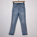 J. Crew Jeans | J. Crew Vintage Straight Jeans Women's Size 25 Denim Fringe Hem Distressed Jeans | Color: Blue | Size: 25