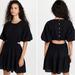 Madewell Dresses | Madewell Seersucker Puff-Sleeve Cutout Mini Dress Size Medium Black | Color: Black | Size: M