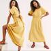 Free People Dresses | Free People Sorrento Light Yellow Midi Dress Bow Tie Open Back Pockets Xs | Color: Yellow | Size: Xs
