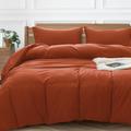 MUXHOMO Duvet Cover King Size, Burnt Orange Duvet Set King 3 Pieces, Cooling King Size Duvet Covers Set, Brushed Microfiber Comforter Cover with Zipper Closure and 2 Pillow Cases (90"×104")