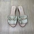 Kate Spade Shoes | Kate Spade Gold Leather Fringe Slides 9 | Color: Gold | Size: 9