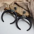 Free People Jewelry | Fp Designer Large Lightweight Earrings Crystals/Black Resin Horn | Color: Black/Silver | Size: Os