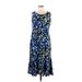 Danny & Nicole Casual Dress - Midi: Blue Paint Splatter Print Dresses - Women's Size 8