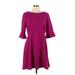 Tahari by ASL Casual Dress - Fit & Flare: Burgundy Solid Dresses - Women's Size 10