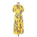 Ann Taylor Casual Dress: Yellow Floral Motif Dresses - Women's Size 4 Petite