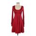 BCBGMAXAZRIA Casual Dress - Fit & Flare: Burgundy Solid Dresses - Women's Size X-Small