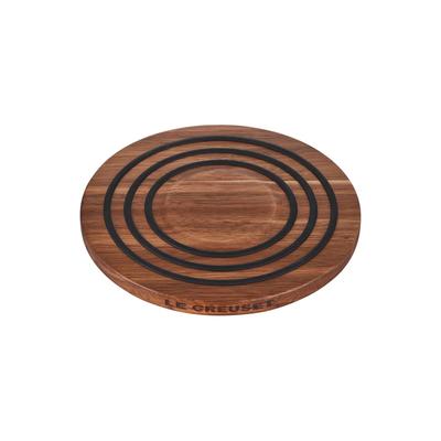 Le Creuset Magnetic Wooden Trivet - Acacia Wood w/ Black Silicone Rings 8in 47009000001001