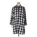 The Children's Place Casual Dress - Shirtdress: Black Plaid Dresses - Women's Size X-Large