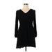 Ann Taylor LOFT Casual Dress - Sweater Dress V-Neck Long sleeves: Black Dresses - Women's Size 14