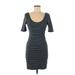 Xhilaration Casual Dress - Bodycon: Blue Stripes Dresses - Women's Size Medium