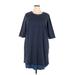 J.Jill Casual Dress - Shift: Blue Stripes Dresses - Women's Size 2X