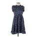 Aqua Casual Dress: Blue Marled Dresses - Women's Size X-Small