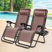 Patio Set of 2 Black Steel Frame Spring Motion Zero Gravity Chair with Pillow, Cup Holder Trays
